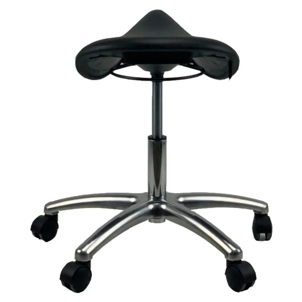 UNIX MUELLER Saddle AFRDI Chrome Base Office Lab Task Stool Computer Chair - Black