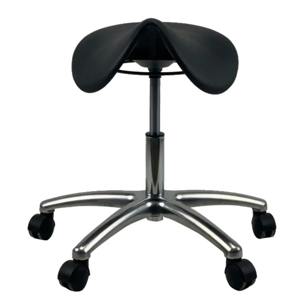 UNIX MUELLER Saddle AFRDI Chrome Base Office Lab Task Stool Computer Chair - Black