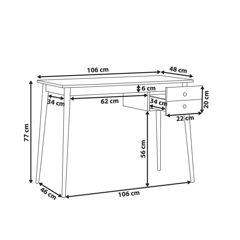 Maestro Furniture Orion Home Office Study Writing Desk W/ 1-Drawer - Natural & White