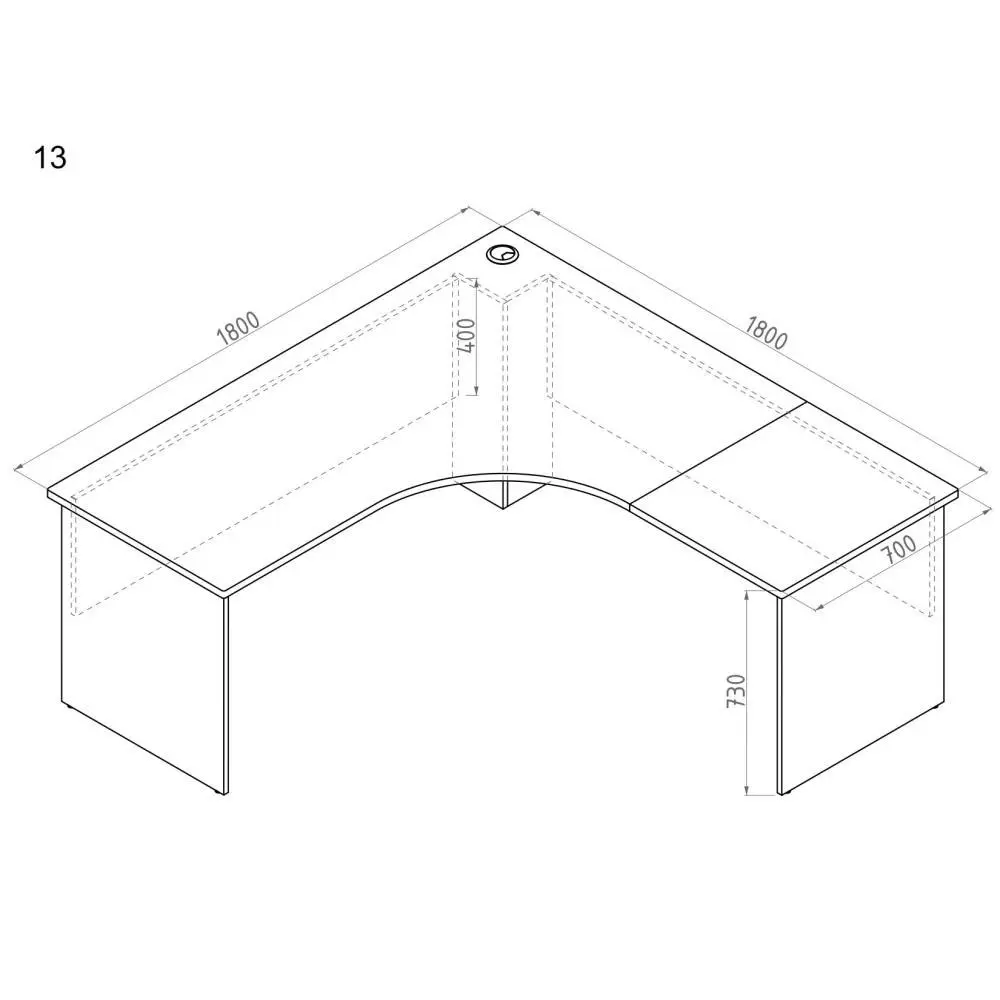 Xavier Manager L-Shape Corner Workstation Computer Office Desk 180cm - Oak & Ironstone