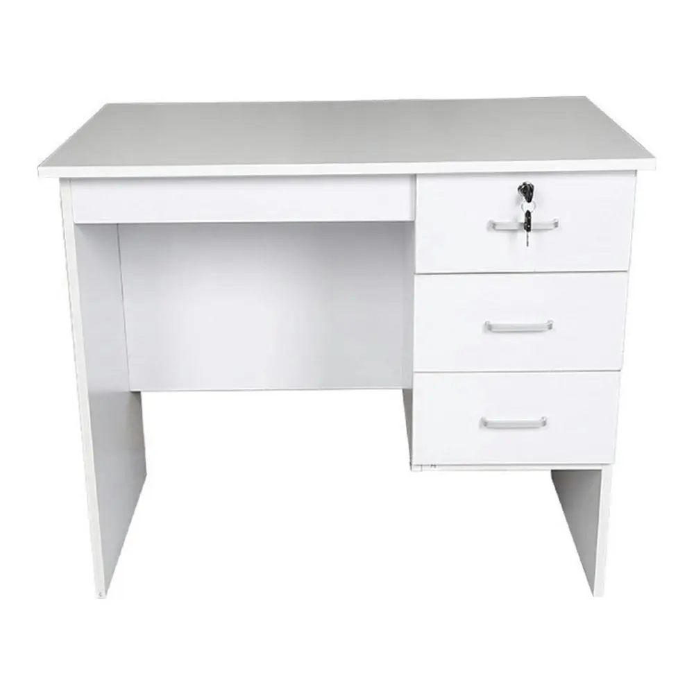 Design Square Modern Office Writing Study Desk 90cm W/ 3-Drawers - White