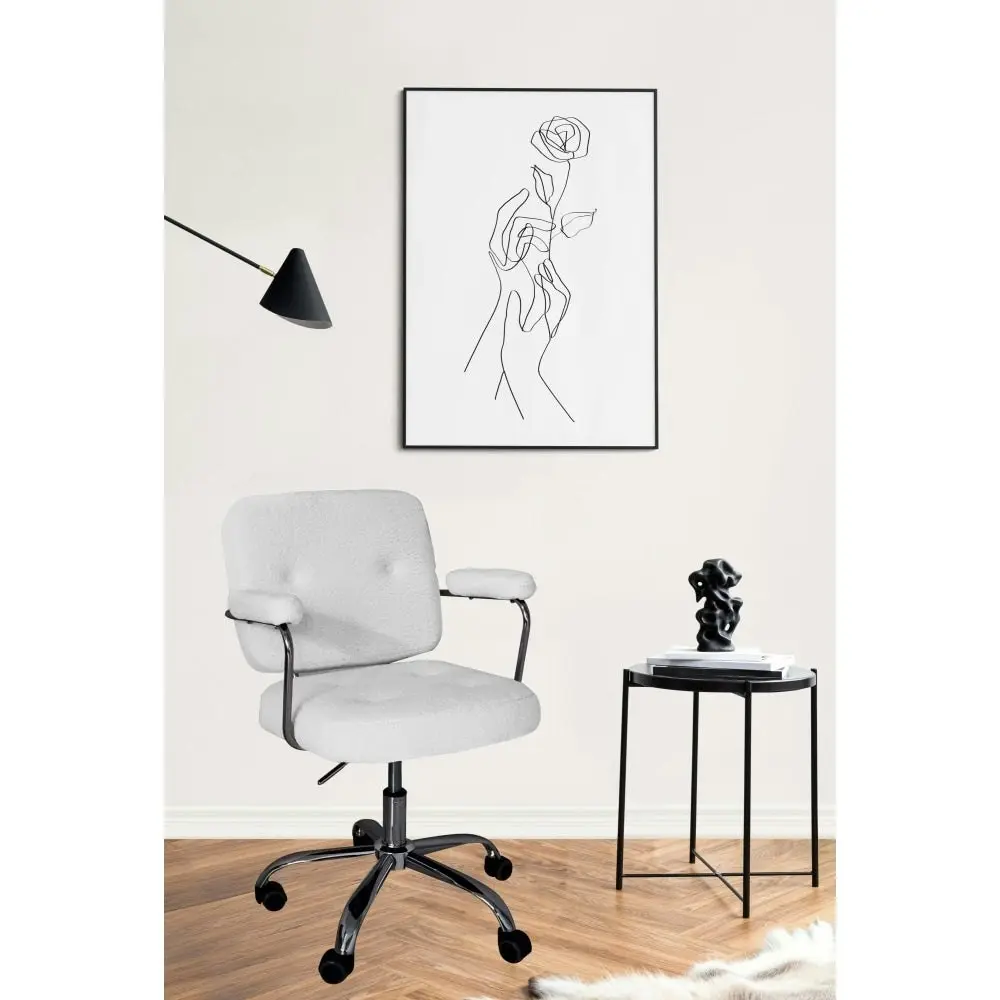 HomeStar Huggy  Faux-Fur Sheeperd Office Task Working Computer Chair - White