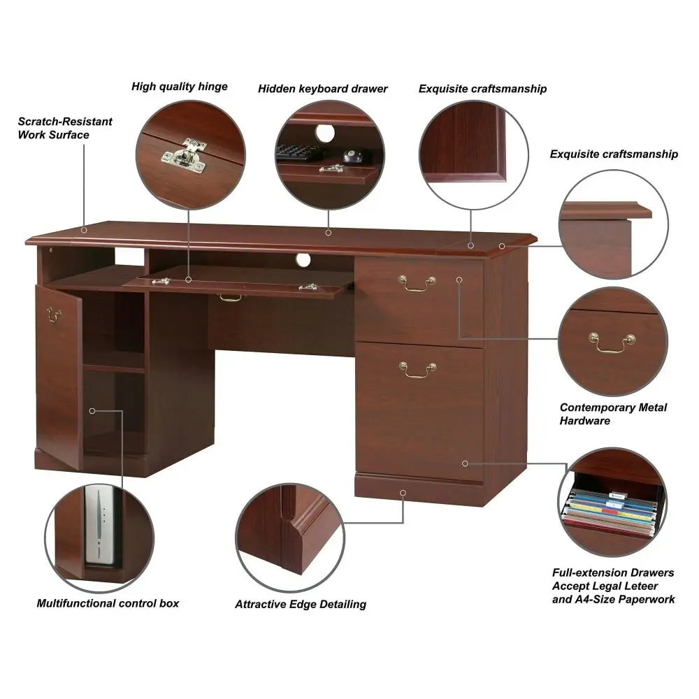 Maestro Furniture Kerney Executive Manager Home Office Computer Working Desk - Cherry