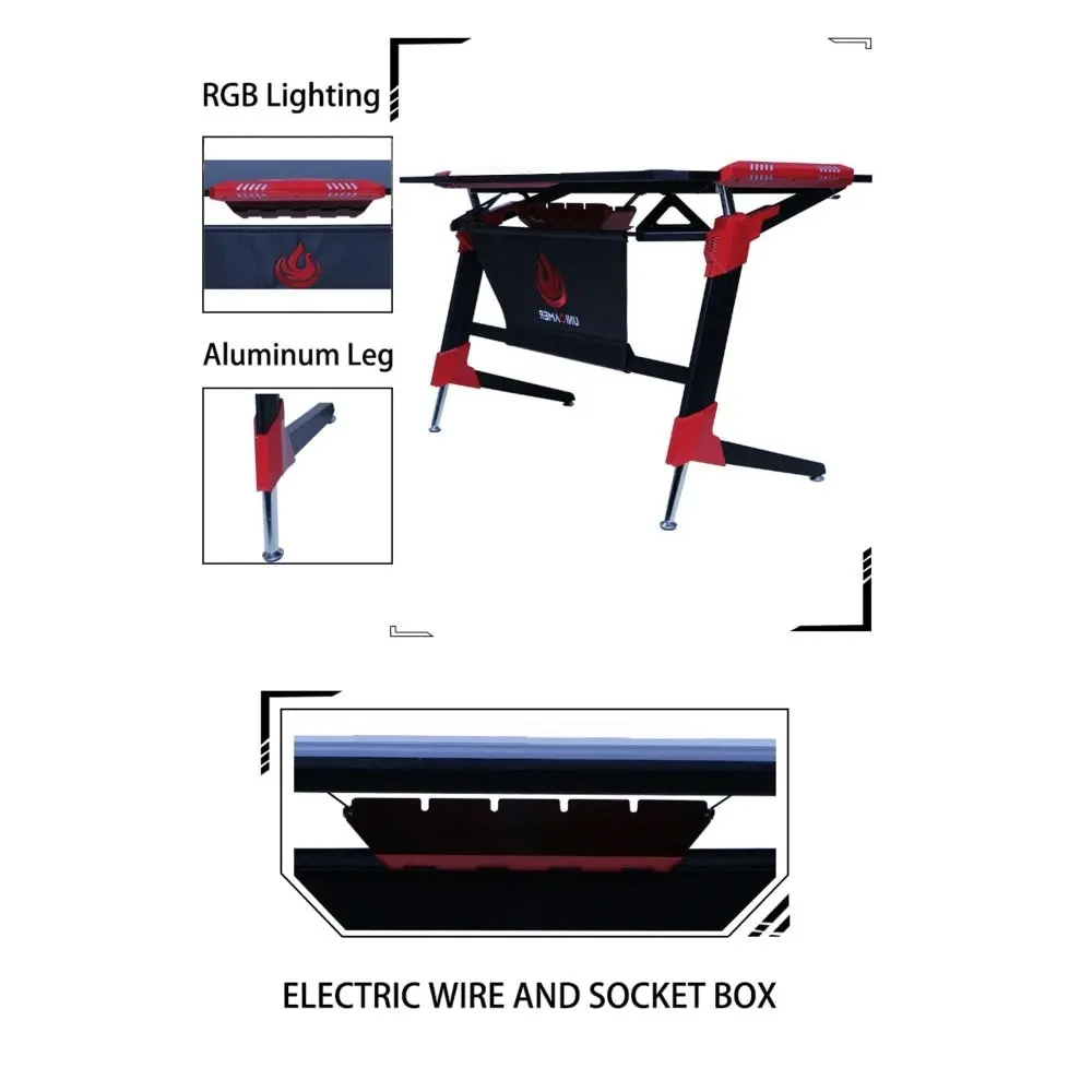 Maestro Furniture Unigamer RGB Gaming Working Office Desk - Red