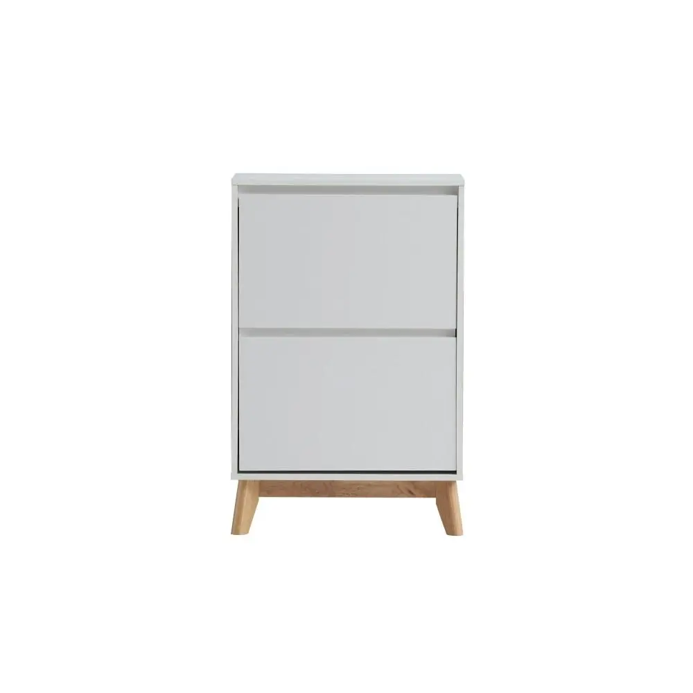 Design Square Audrey Modern Scandinavian 2-Doors Shoe Cabinet Storage - White