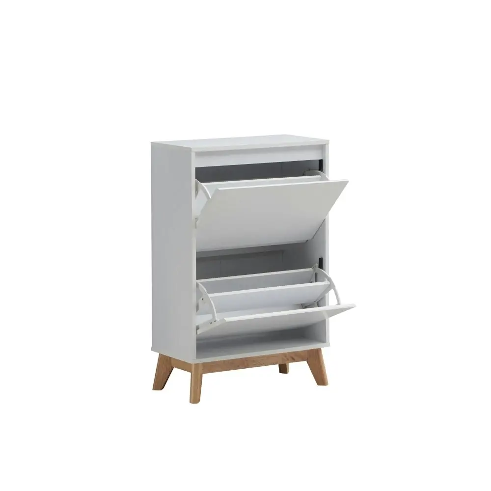 Design Square Audrey Modern Scandinavian 2-Doors Shoe Cabinet Storage - White