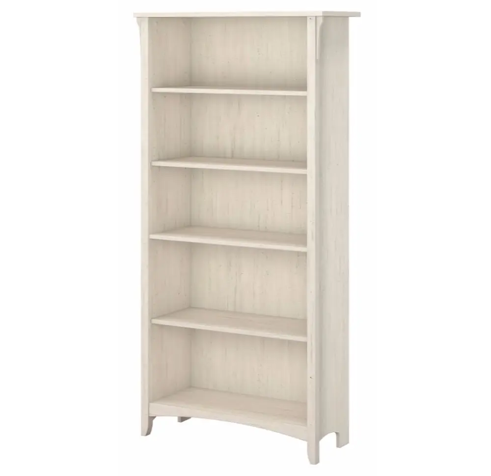 Maestro Furniture Salinas Stockton 5 Shelf Bookcase Display Storage Cabinet - Antique White