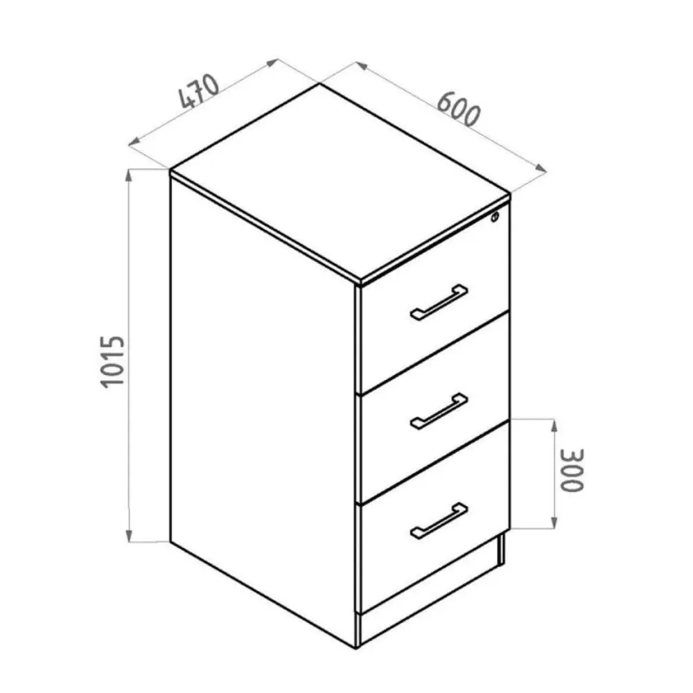 Mantone 3 Drawer Filing Cabinet Storage - Select Beech/Ironstone