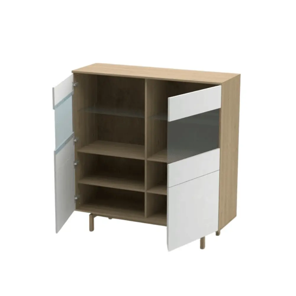 Design Square Peyton Modern Scandinavian Cupboard Storage Cabinet - Oak/White