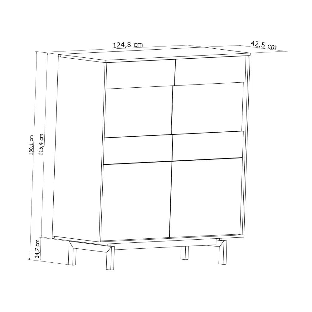 Design Square Peyton Modern Scandinavian Cupboard Storage Cabinet - Oak/White