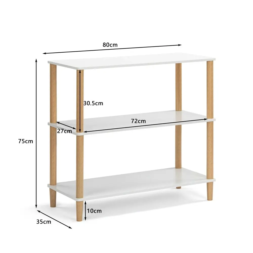 Design Square Sofie 3-Tier Bookcase Display Shelf Storage Unit - White/Oak