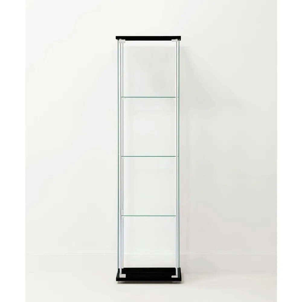 Design Square Jude 4-Tier Glass Display Shelf Storage Cabinet - Glass/Black