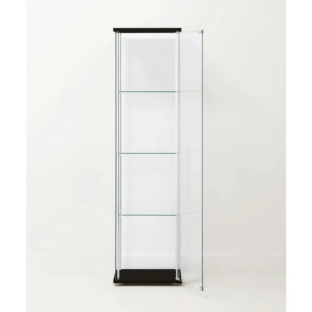 Design Square Jude 4-Tier Glass Display Shelf Storage Cabinet - Glass/Black