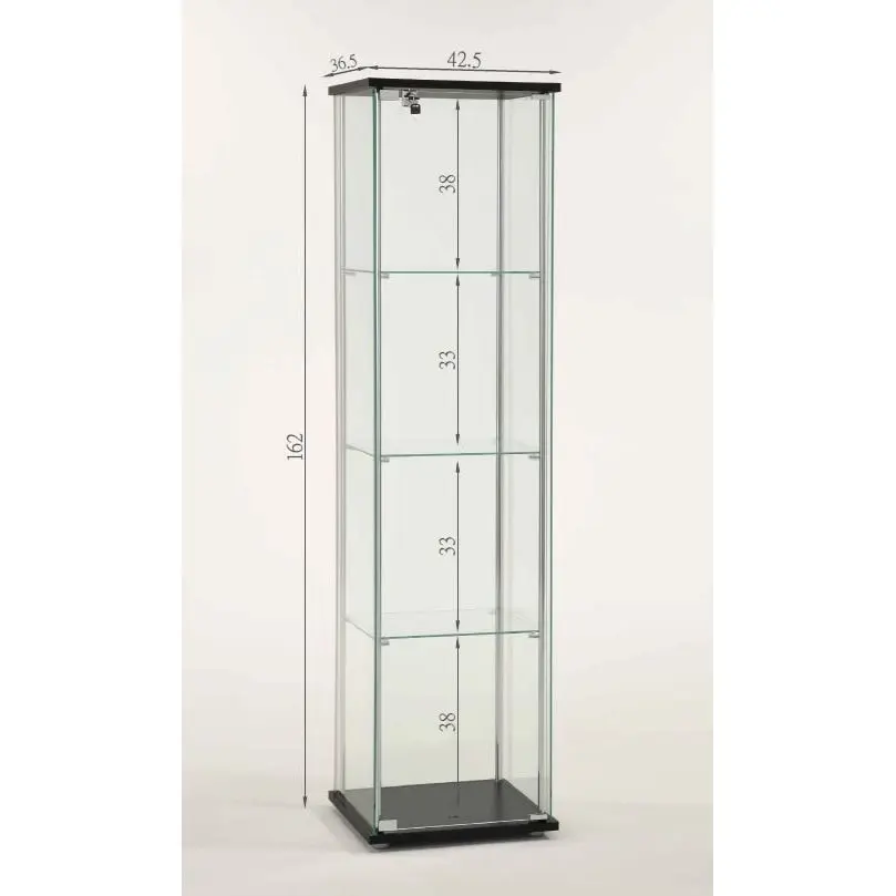 Design Square Jude 4-Tier Glass Display Shelf Storage Cabinet - Glass/Black