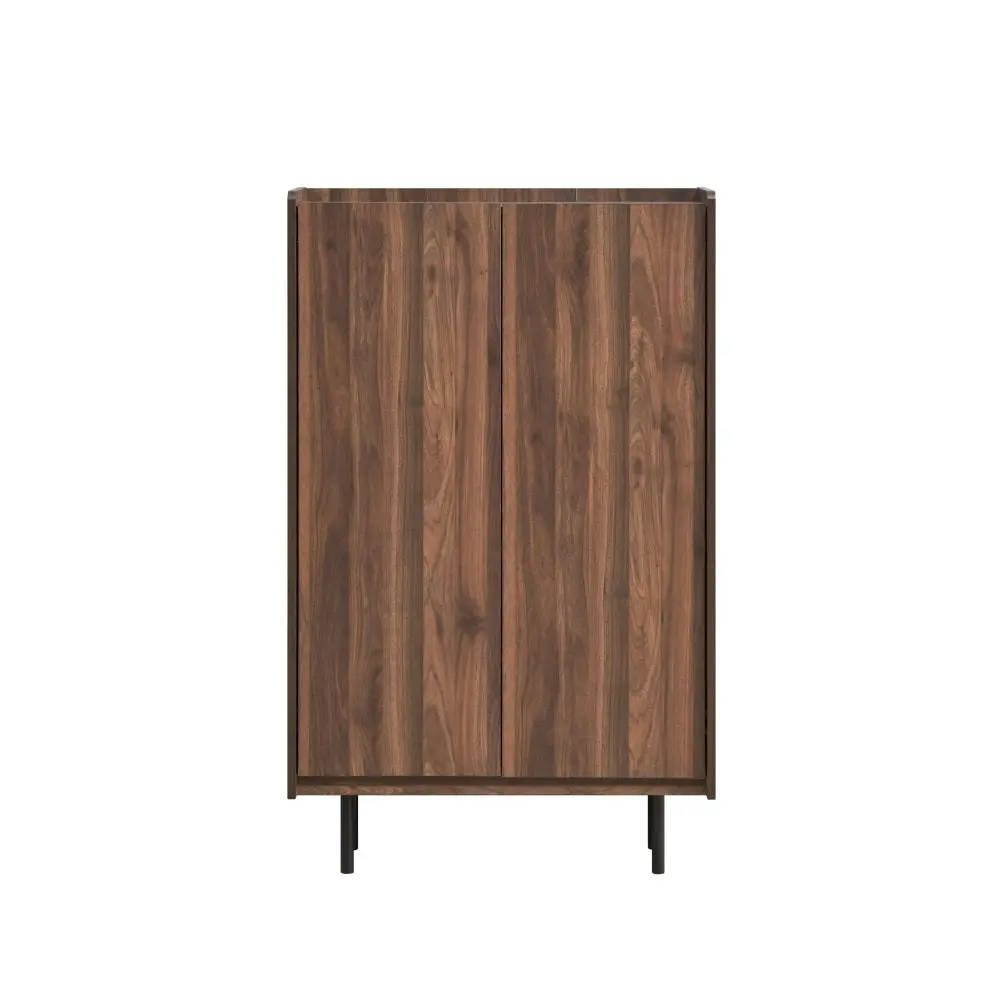 Design Square Tim Tall Cupboard Storage Cabinet W/ 2-Doors - Walnut