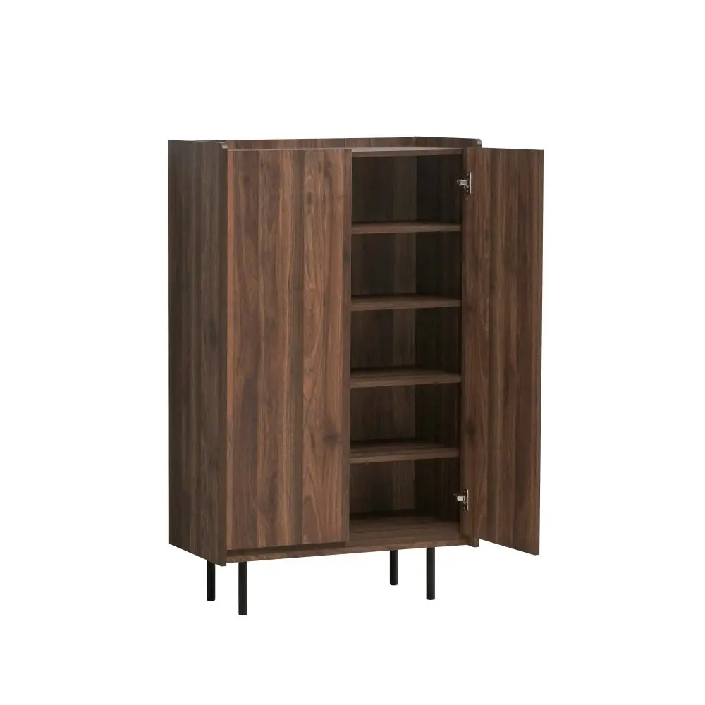 Design Square Tim Tall Cupboard Storage Cabinet W/ 2-Doors - Walnut