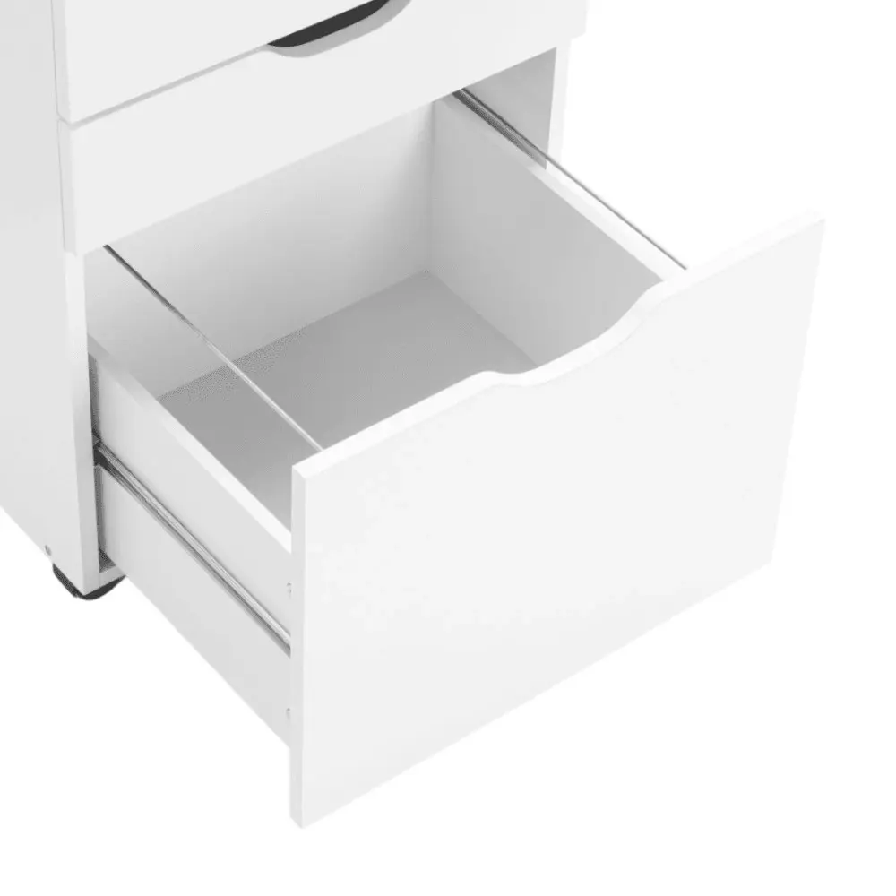 Design Square Marias Mobile Pedestal Filing Cabinet Storage Cabinet W/ 3-Drawers - White