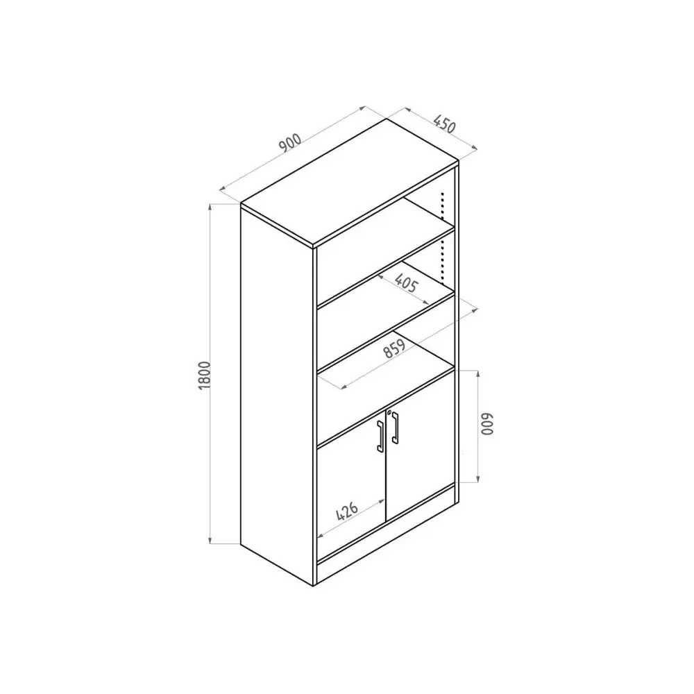 Mantone 2-Door High Bookcase  Office Storage Cabinet - Select Beech/Ironstone