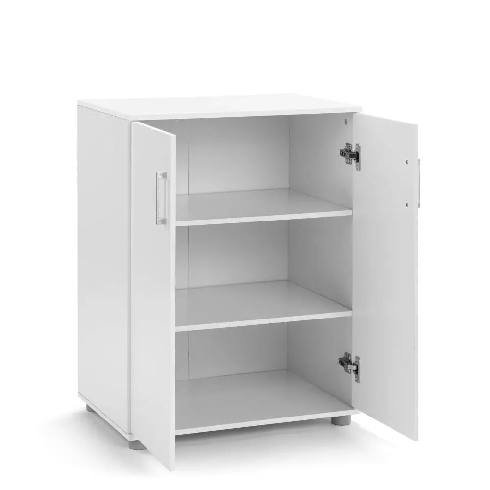 Design Square Monica Low Cupboard Multi-purpose Storage Cabinet 2-Doors - White