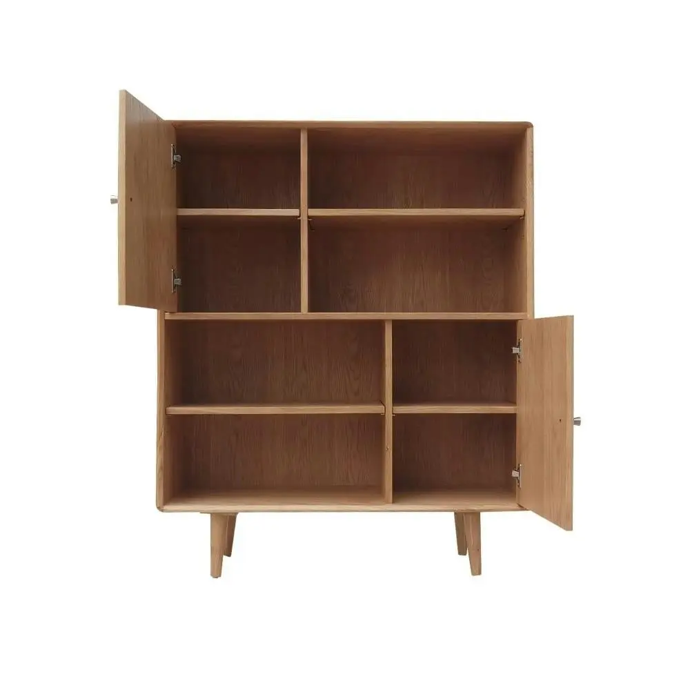 6IXTY Niche Scandinavian Design Wooden High Display Bookcase Storage Cabinet - Natural