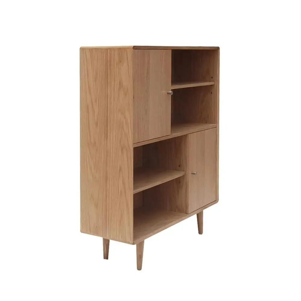 6IXTY Niche Scandinavian Design Wooden High Display Bookcase Storage Cabinet - Natural