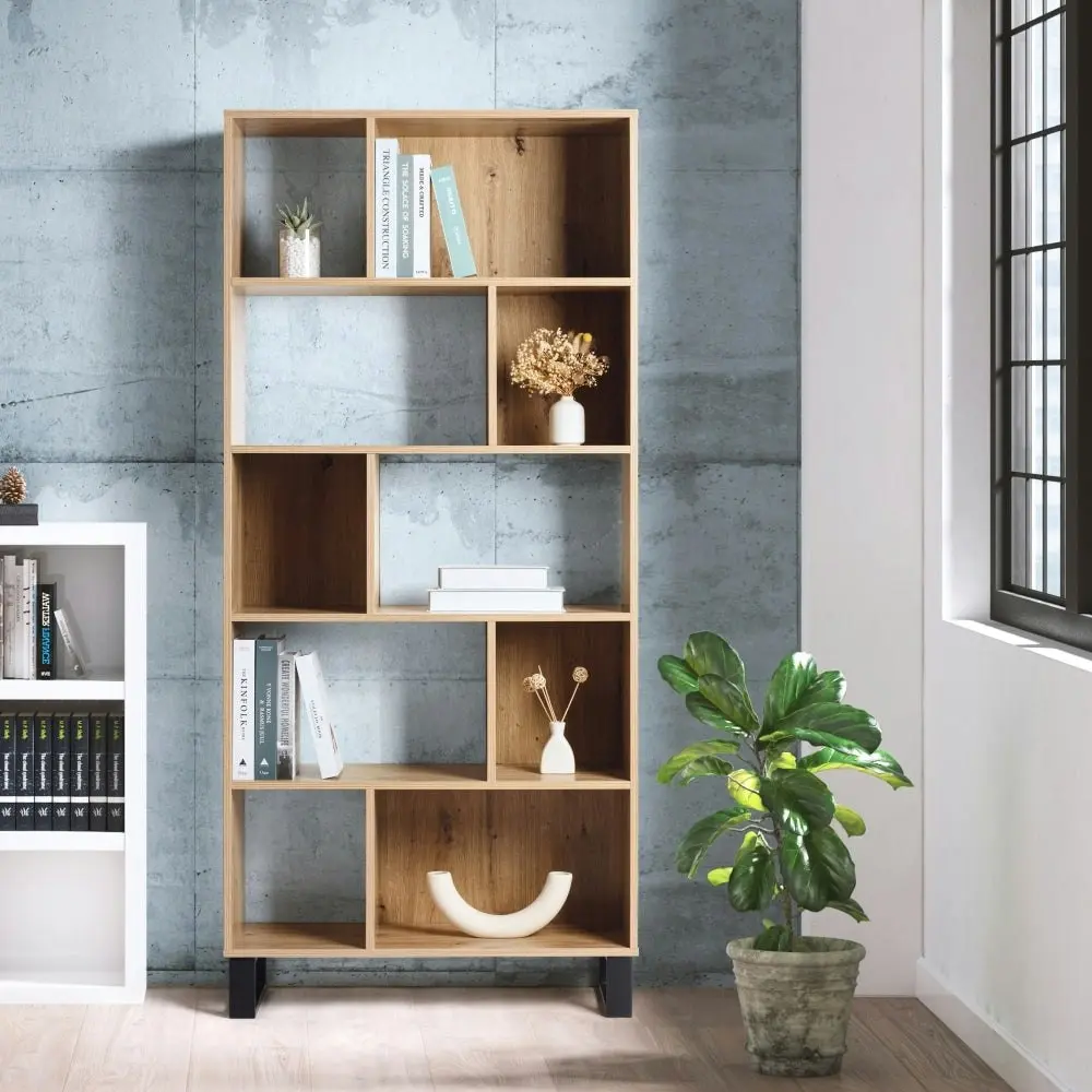 Design Square Amina 5-Tier Bookcase Display Shelf Storage Unit - Oak/Black