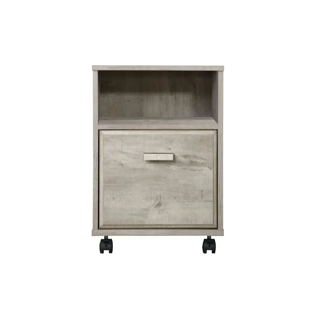 Maestro Furniture Elle Office Storage Mobile Pedestal Storage Cabinet W/ Open Shelf - Washed Grey