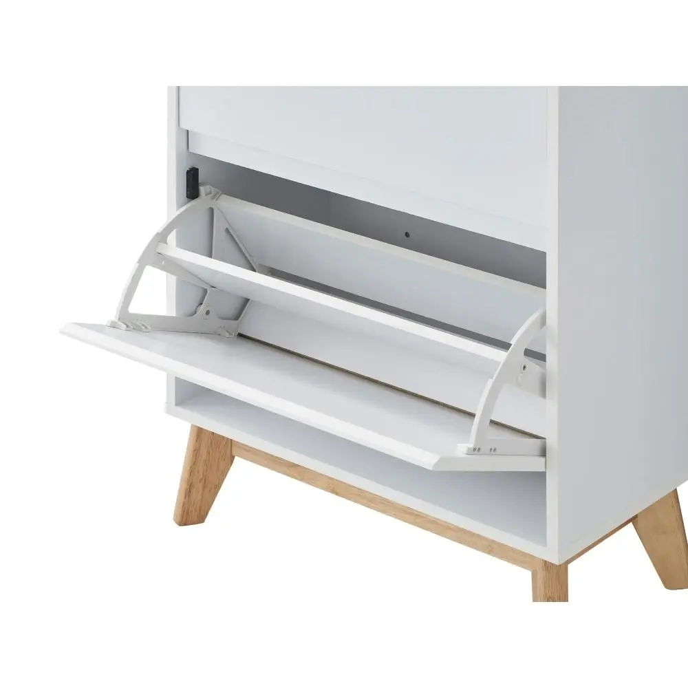 Design Square Audrey Modern Scandinavian 3-Doors Shoe Organiser Cabinet Storage - White