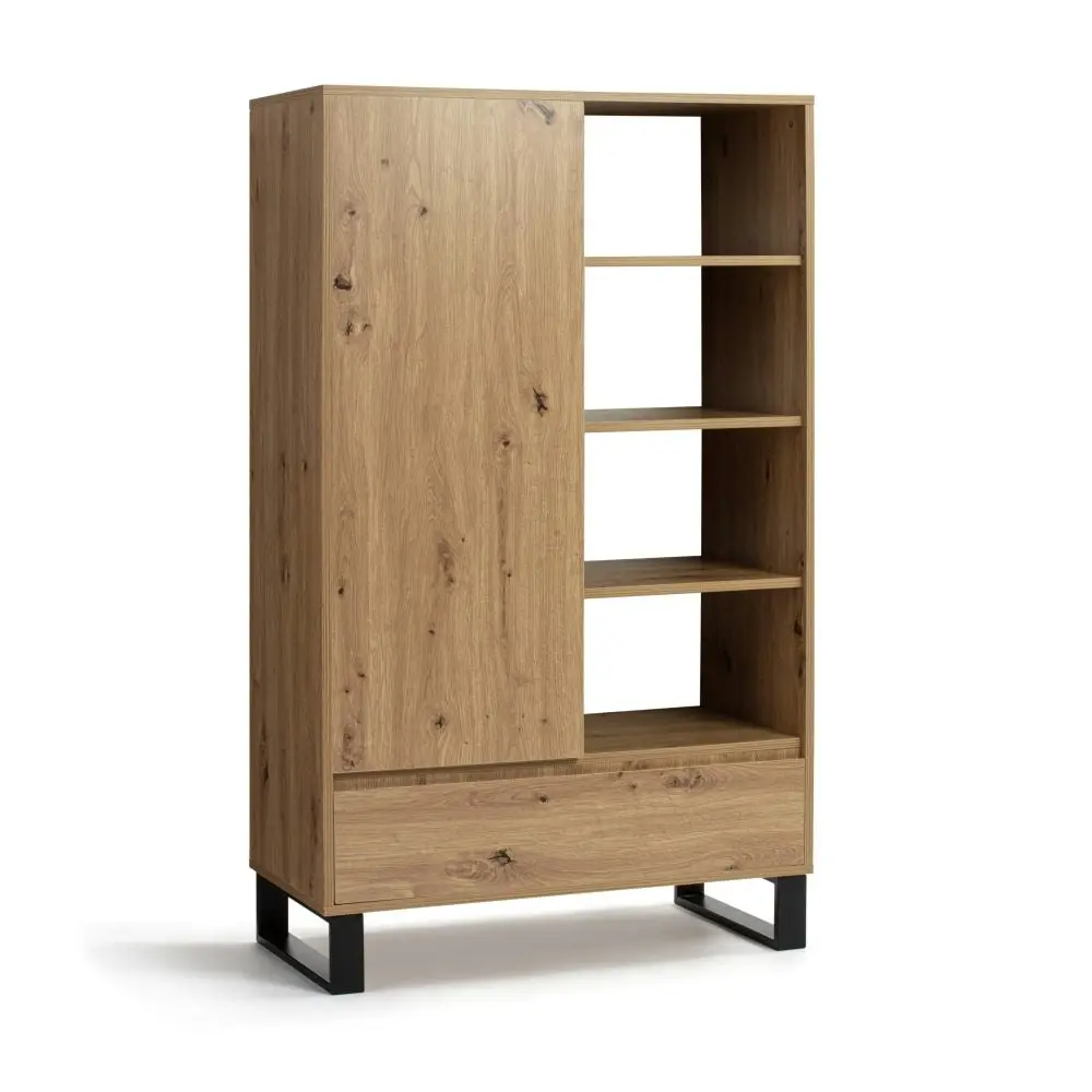 Design Square Cayman 4-Tier Bookcase Display Shelf Multi-Purpose Storage Cabinet - Oak/Black