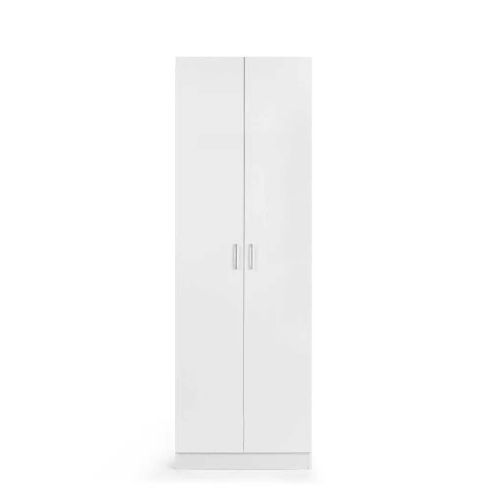 Design Square Monica Broom Cupboard Multi-purpose Tall Storage Cabinet 2-Doors - White