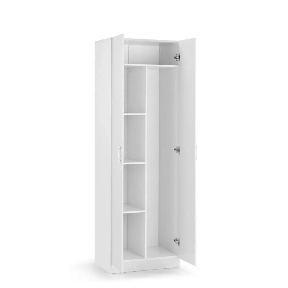 Design Square Monica Broom Cupboard Multi-purpose Tall Storage Cabinet 2-Doors - White