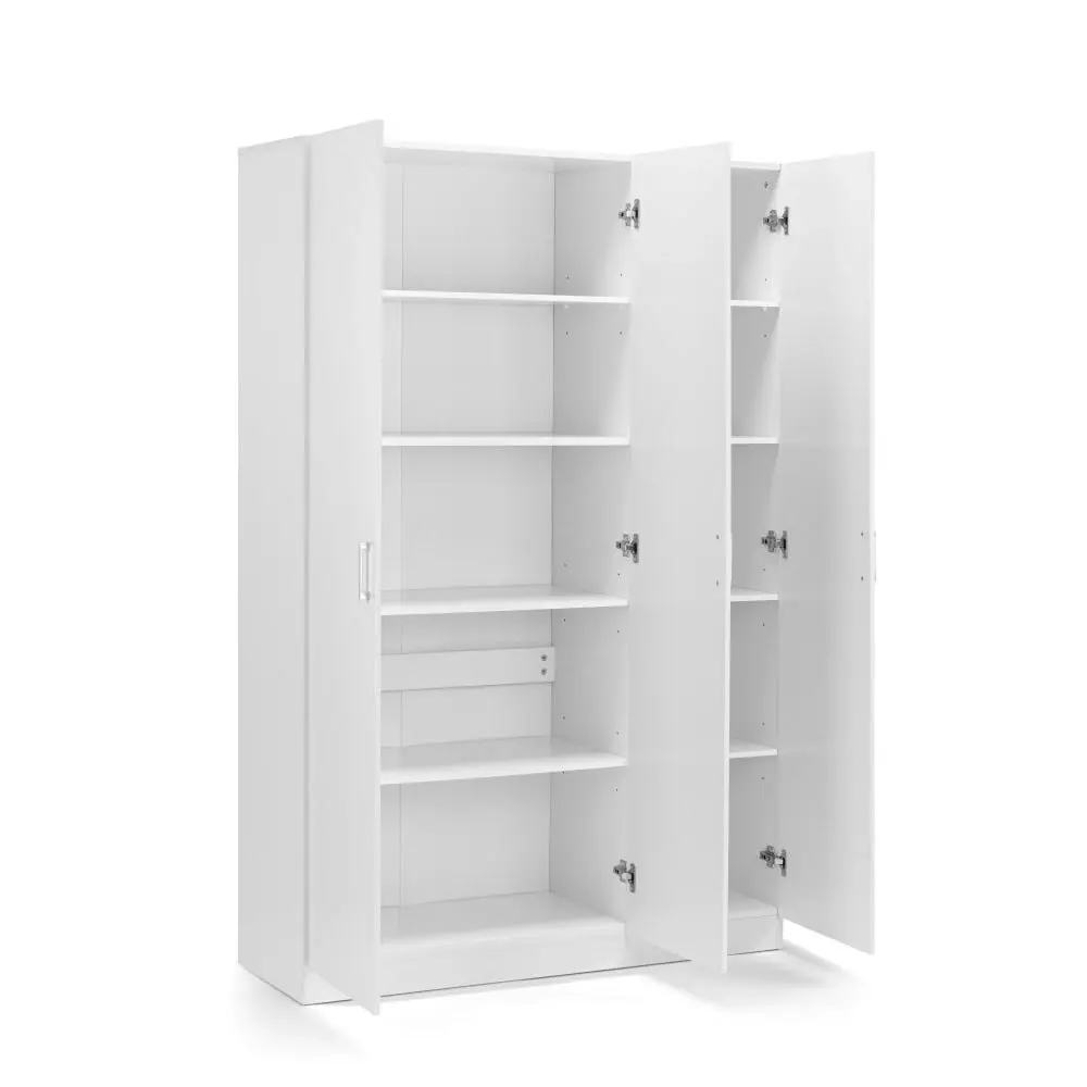 Design Square Monica Large Cupboard Multi-purpose Tall Storage Cabinet 3-Doors - White