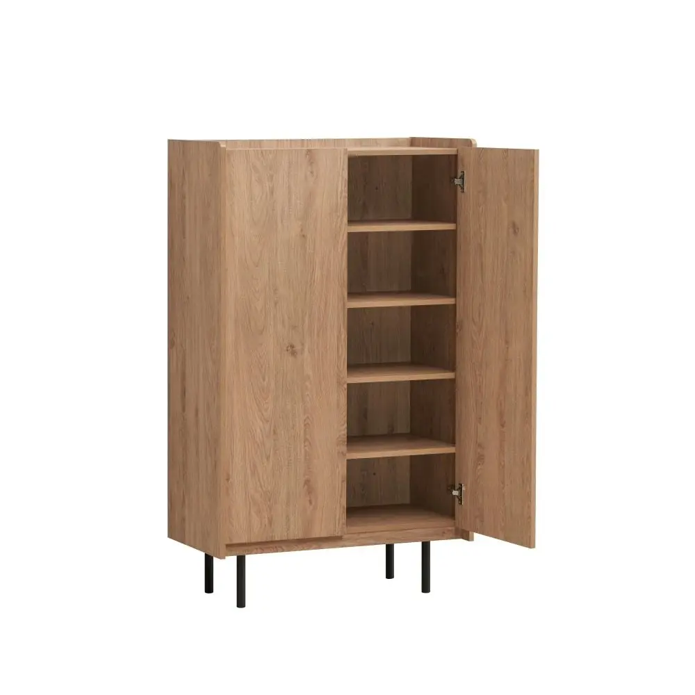 Design Square Tim Tall Cupboard Storage Cabinet W/ 2-Doors - Oak