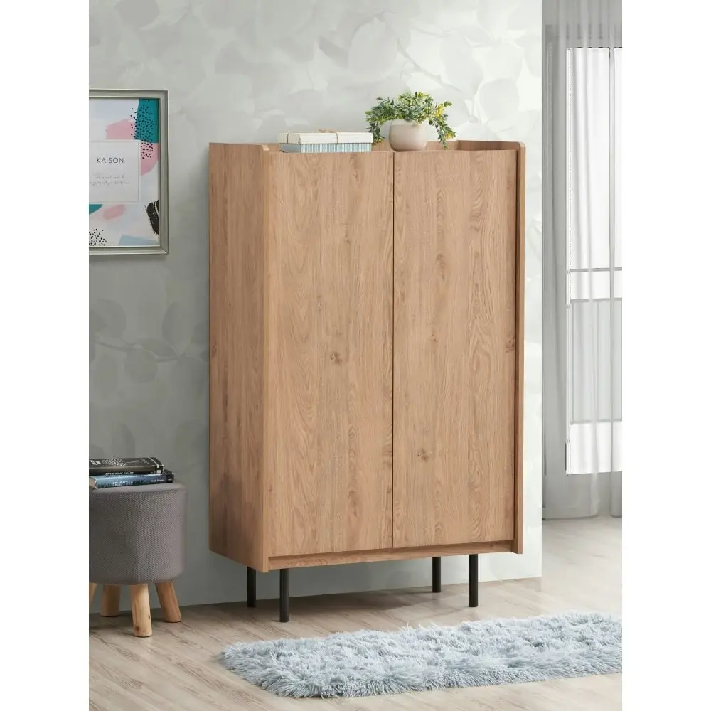 Design Square Tim Tall Cupboard Storage Cabinet W/ 2-Doors - Oak