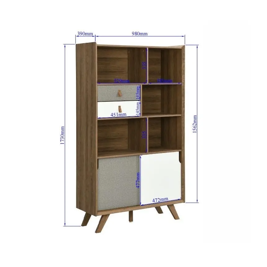 Design Square Grant Bookcase Display Shelf Storage Cabinet - Walnut