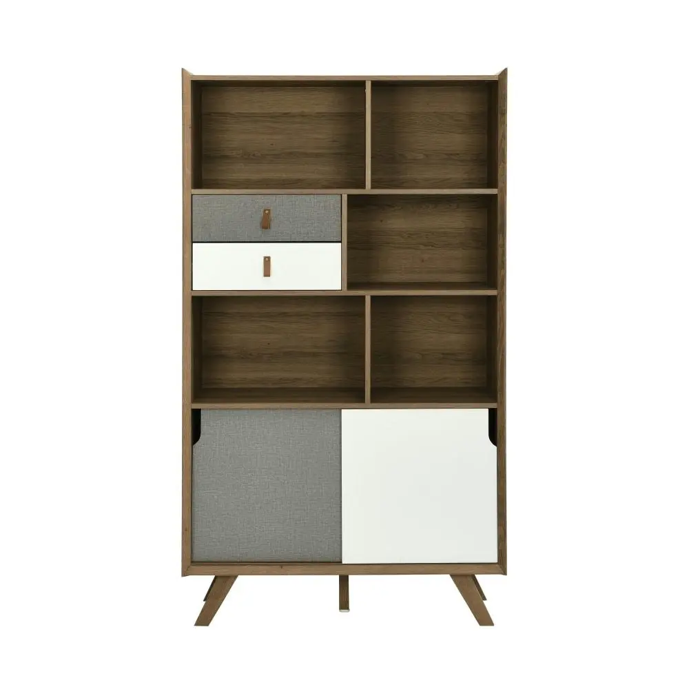 Design Square Grant Bookcase Display Shelf Storage Cabinet - Walnut