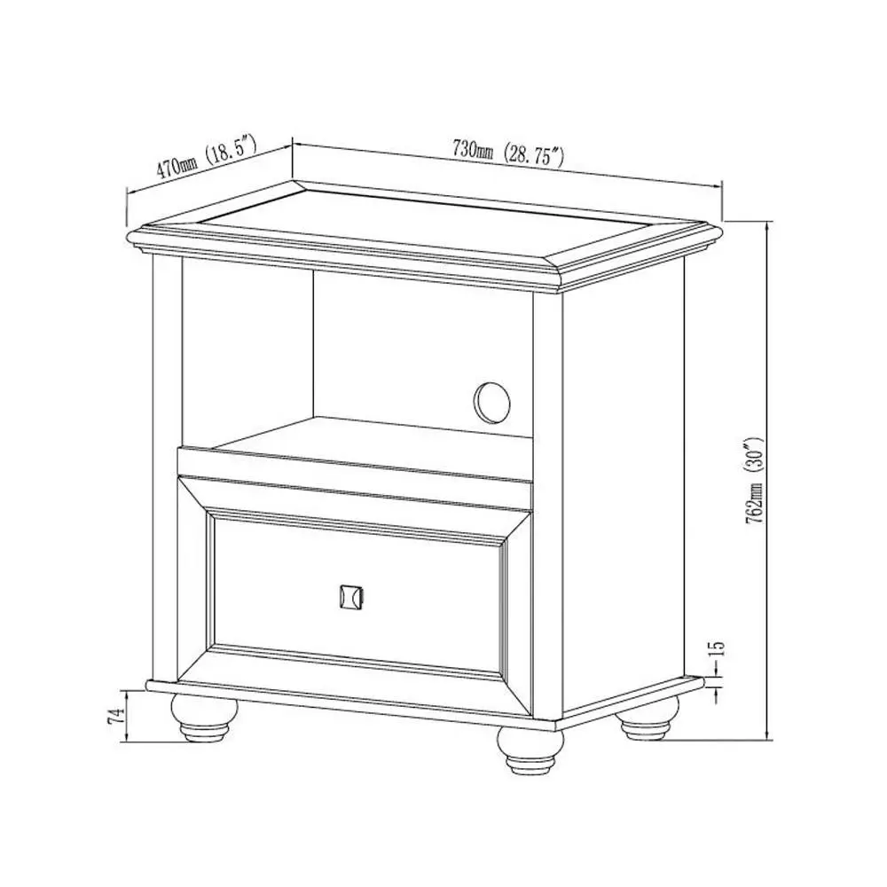 Maestro Furniture Stanford Printer Cart Filing Cabinet Office Storage - Walnut