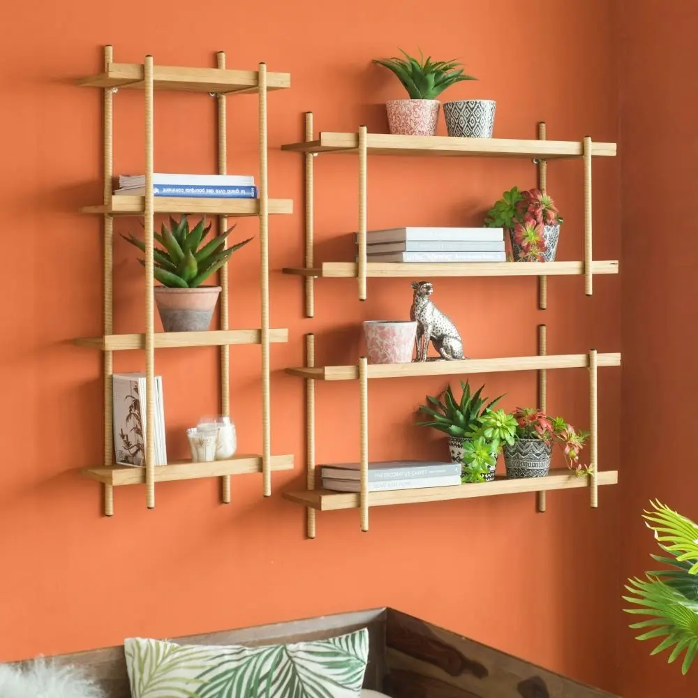 Mina 3-Tier Minimalist Wall Hanging Display Shelf - Natural