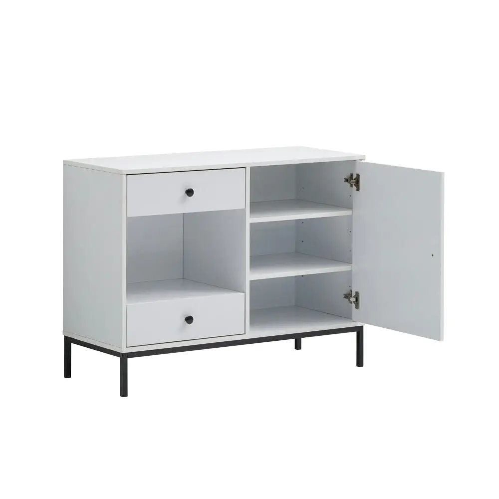 Design Square Urbano Cupboard Storage Cabinet W/ 1-Door 2-Drawers - White/Black