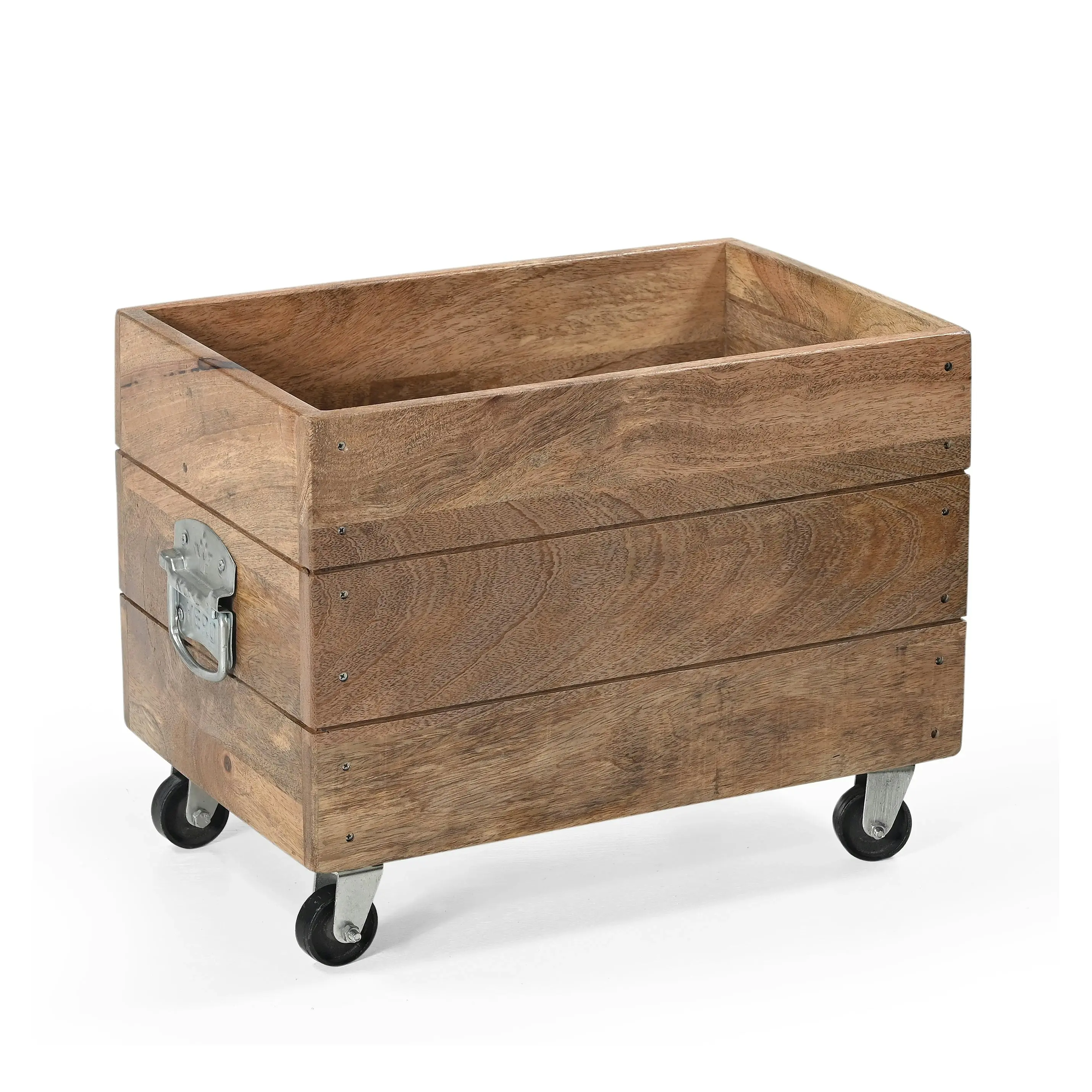 Wagon Industrial Rustic Basket On Cast Iron Wheels