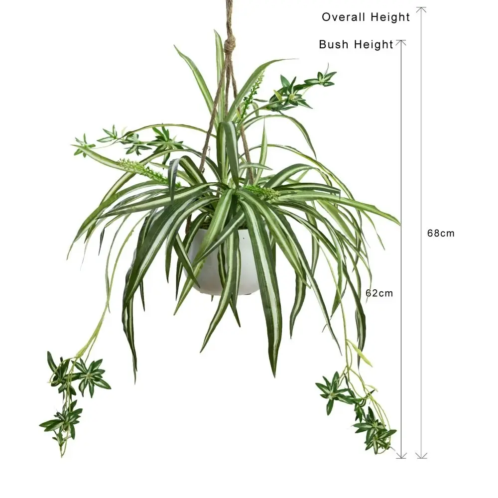 Glamorous Fusion Spider Plant Artificial Fake Plant Decorative Arrangement 68cm In Hanging Planter