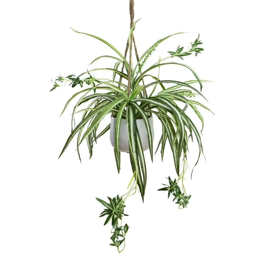 Glamorous Fusion Spider Plant Artificial Fake Plant Decorative Arrangement 68cm In Hanging Planter