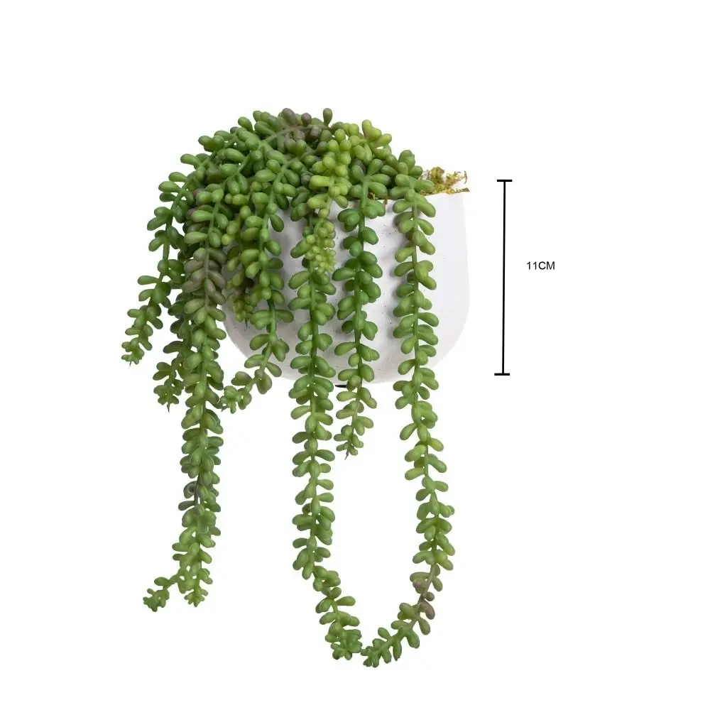 Glamorous Fusion Green Hanging Pearl Artificial Fake Plant Decorative In Pot Set