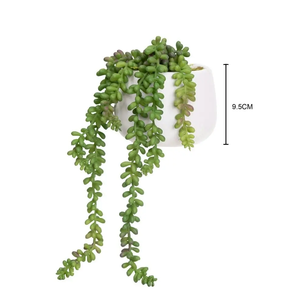 Glamorous Fusion Green Hanging Pearl Artificial Fake Plant Decorative In Pot Set