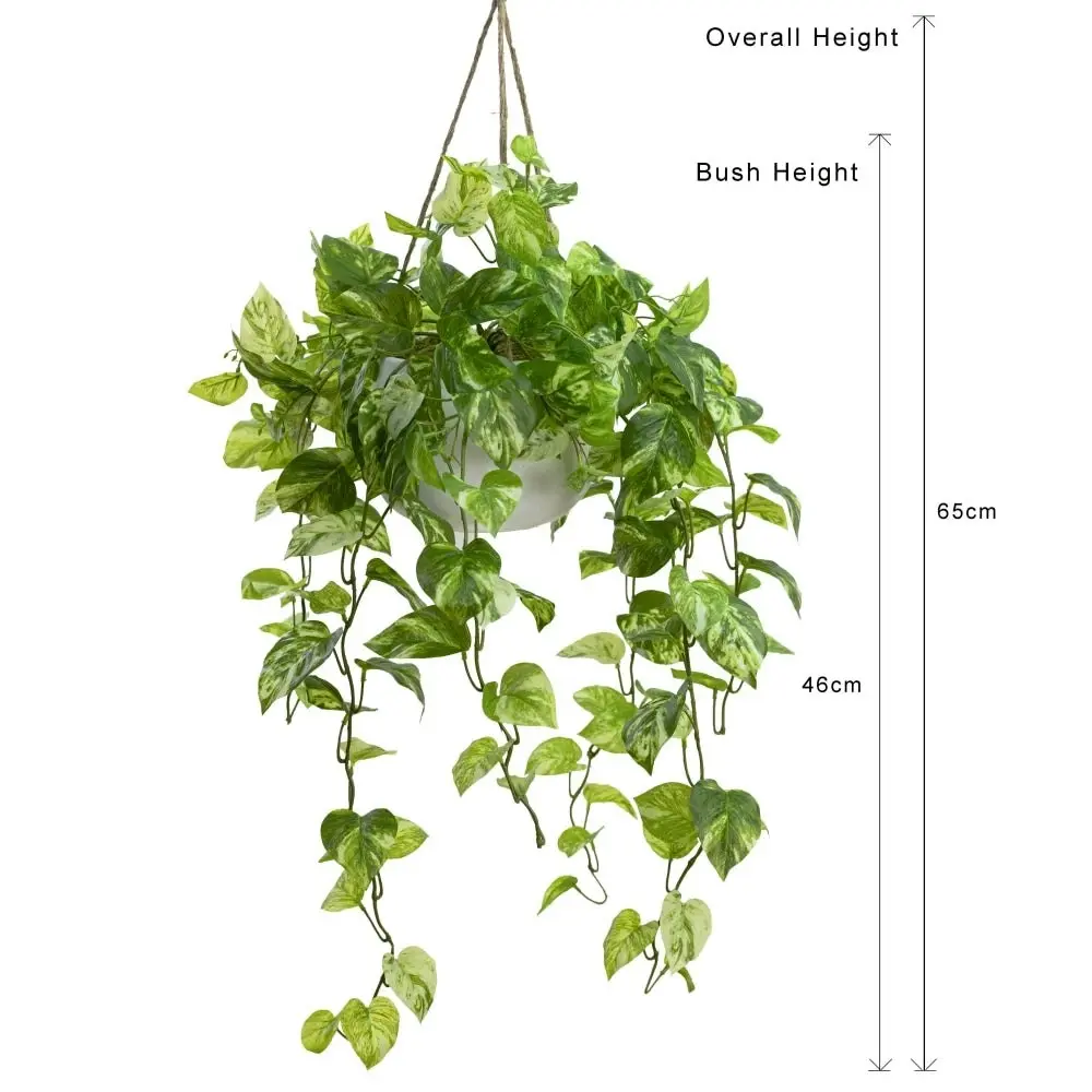 Glamorous Fusion Pothos Bush Artificial Fake Plant Decorative Arrangement 104cm In Hanging Planter Marble Green