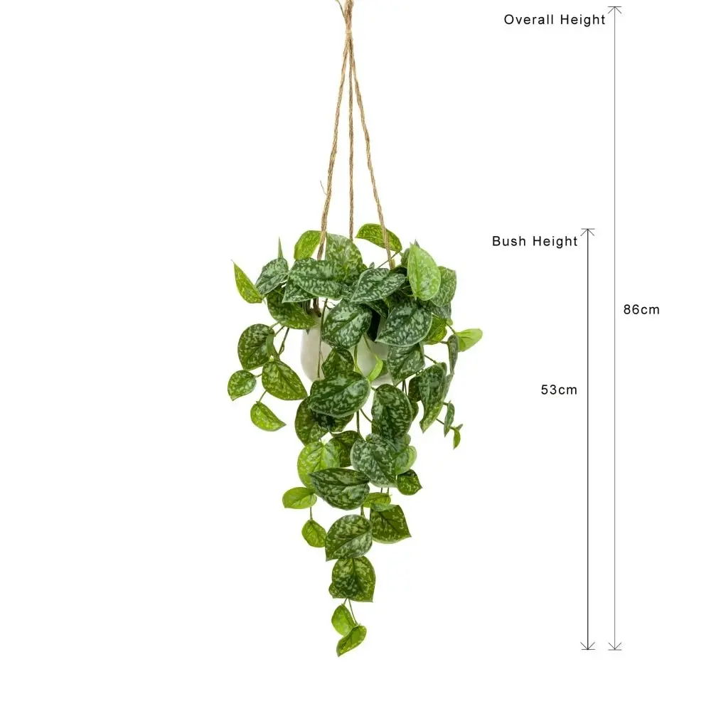 Glamorous Fusion Scindapsus Bush Artificial Fake Plant Decorative Arrangement 86cm In Hanging Planter - Green