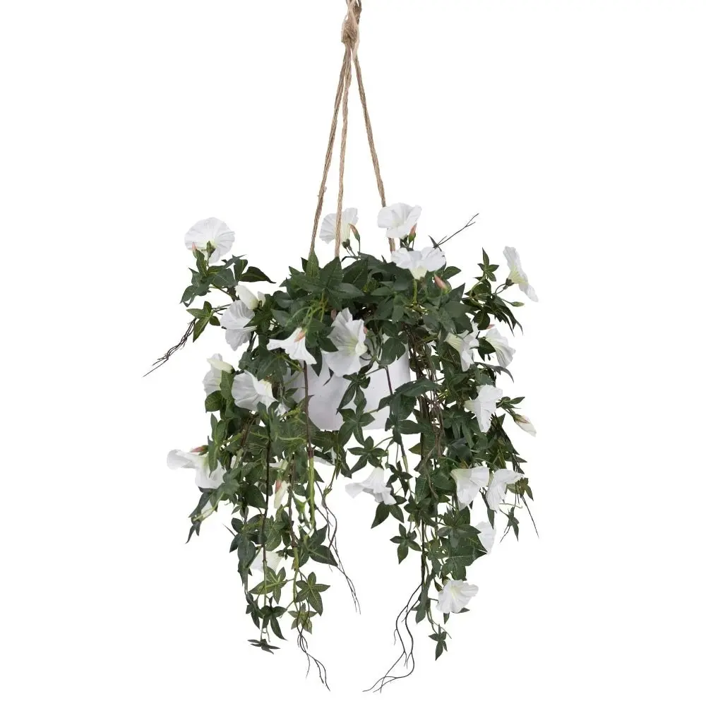 Glamorous Fusion Morning Glory Artificial Fake Plant Decorative Arrangement 75cm In Hanging Planter Pink