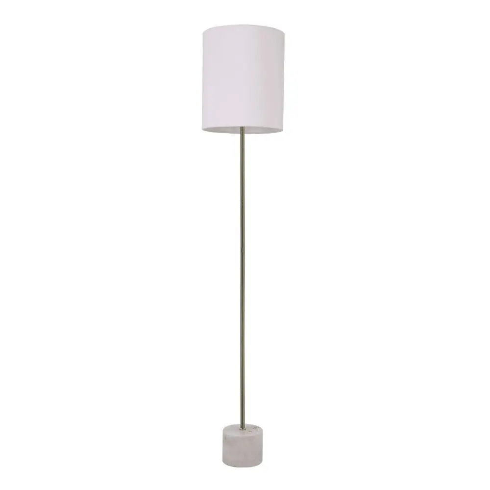 Atlas Standing Floor Lamp Marble Base Antique Brass Body - White