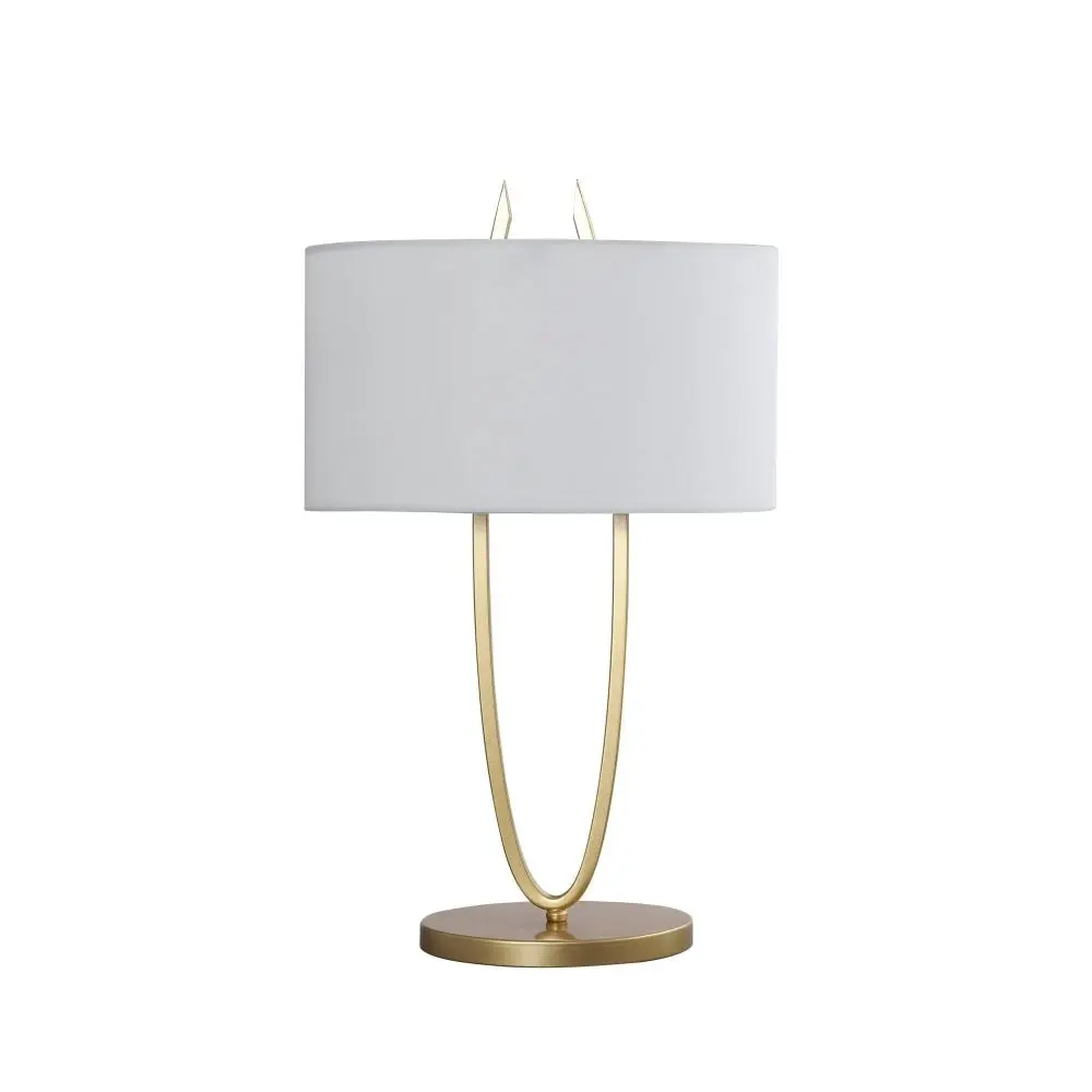 Gina Modern Fabric Shade Metal Table Lamp Light Gold / White