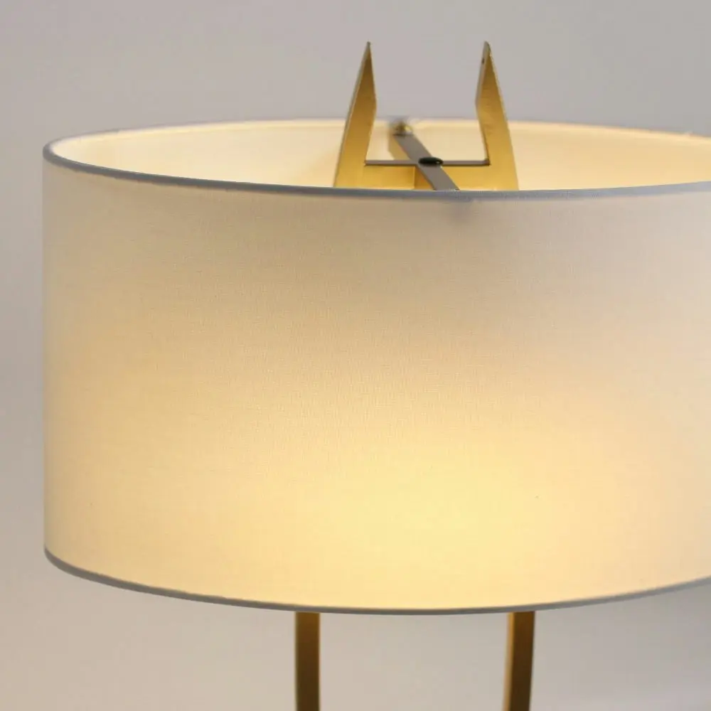 Gina Modern Fabric Shade Metal Table Lamp Light Gold / White